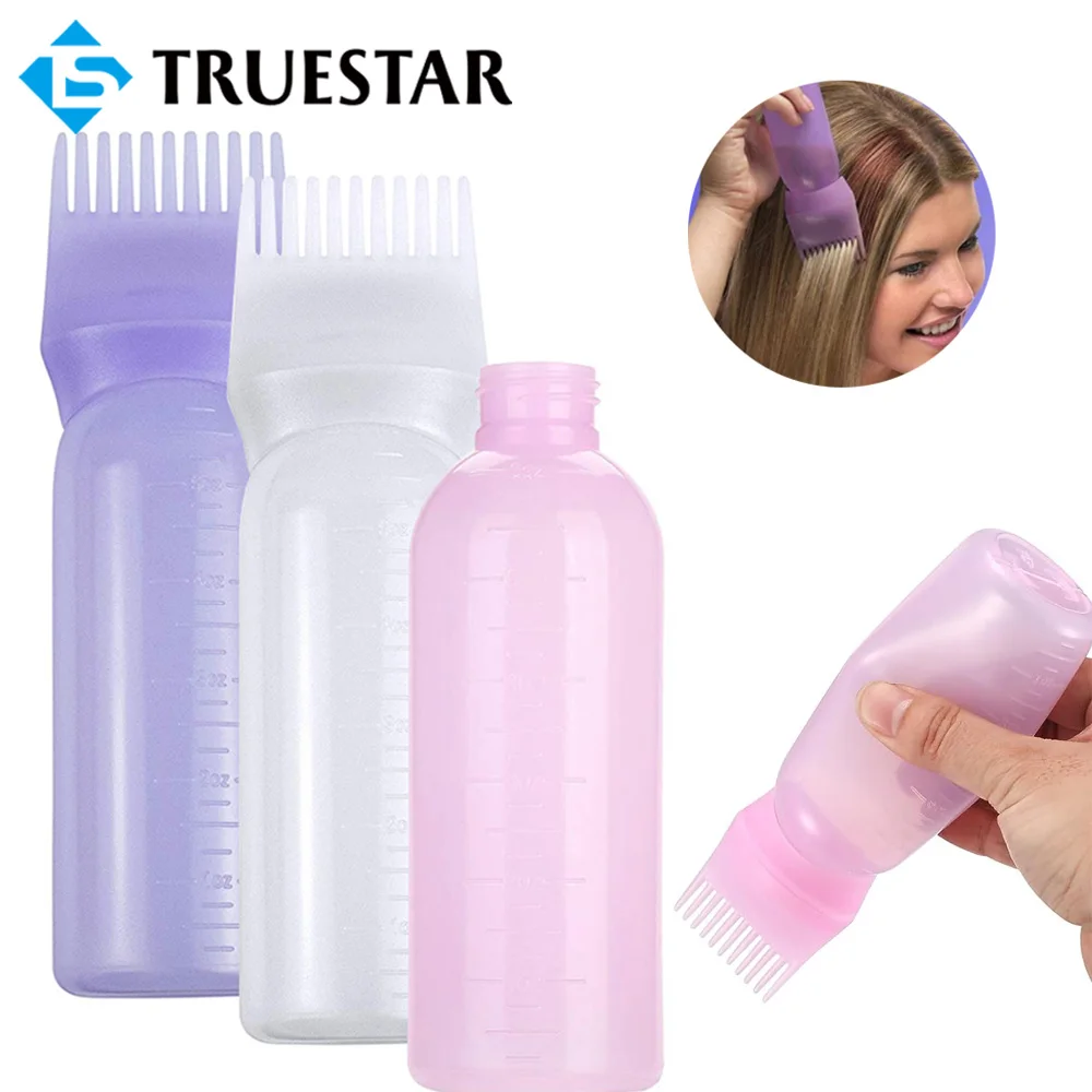 

3 Colors Hair Dye Applicator Brush Bottles 120ml Dyeing Shampoo Bottle Plastic Hair Dye Refillable Bottle Hairdressing Tool