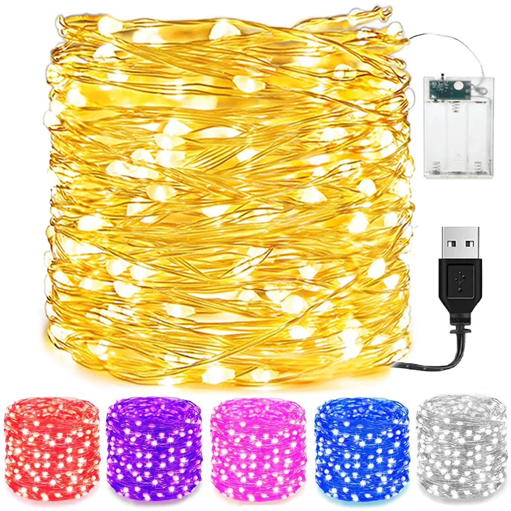2/10M Copper Wire LED String Lights USB Battery Powered Garland Fairy Lights Waterproof Indoor Outdoor Xmas Wedding Party Decors
2/10M Copper Wire LED String Lights USB Battery Powered Garland Fairy Lights Waterproof Indoor Outdoor Xmas Wedding Party Decors