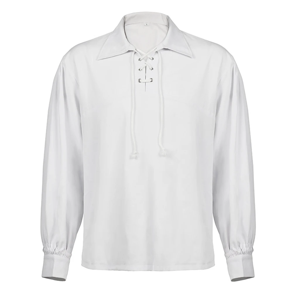 Retro Men's Gothic Shirts Drawstring Victorian Medieval Ruffle Pirate Puff Sleeve Shirt And Blouse Solid Color Lapel Collar Tops
Retro Men's Gothic Shirts Drawstring Victorian Medieval Ruffle Pirate Puff Sleeve Shirt And Blouse Solid Color Lapel Collar Tops