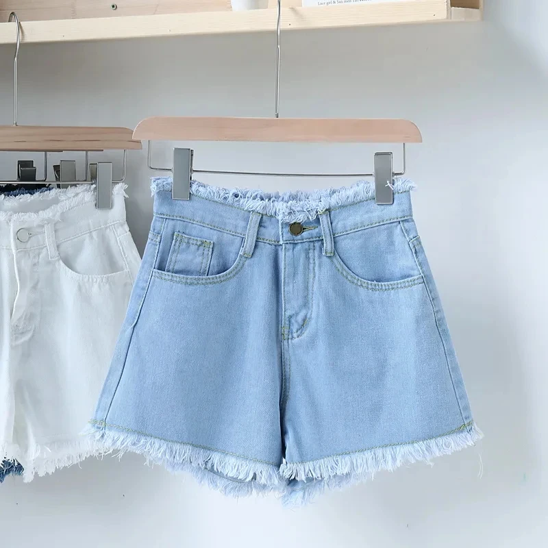 

Women's Retro Blue Denim Shorts Summer New Vintage Style Young Girl Sexy Minipants Female Wide Leg A-line Hot Pants