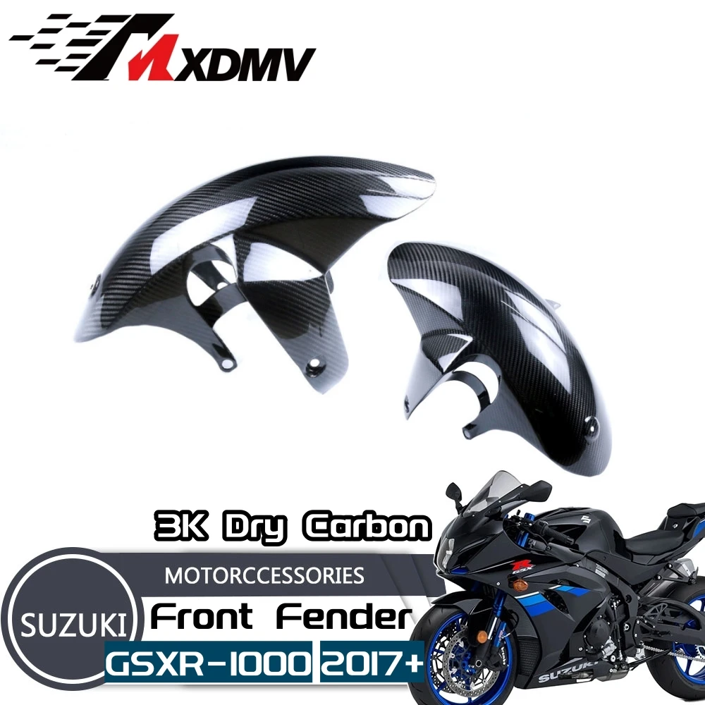 

For Suzuki GSXR1000 GSX-R1000 2017-2022 100% Carbon Fiber Motorcycle Front Fender Hugger Mudguard Kits Motorcycle Accessories