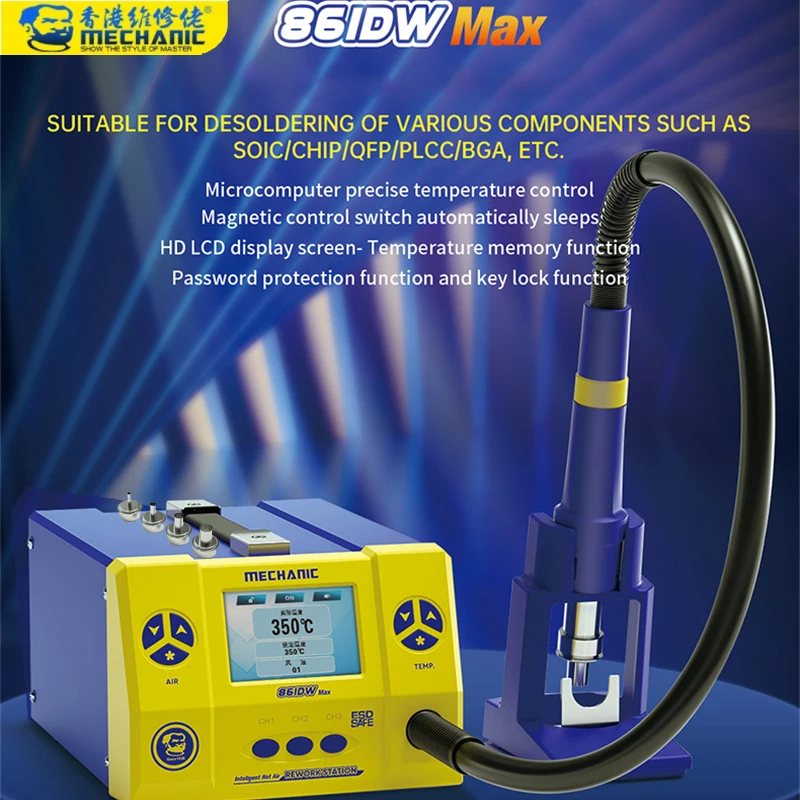 

MECHANIC 861DW max Soldering Station Hot Air Gun Rework for Motherboard Mobile Phone PCB BGA Soldering Desoldering Repair Tool