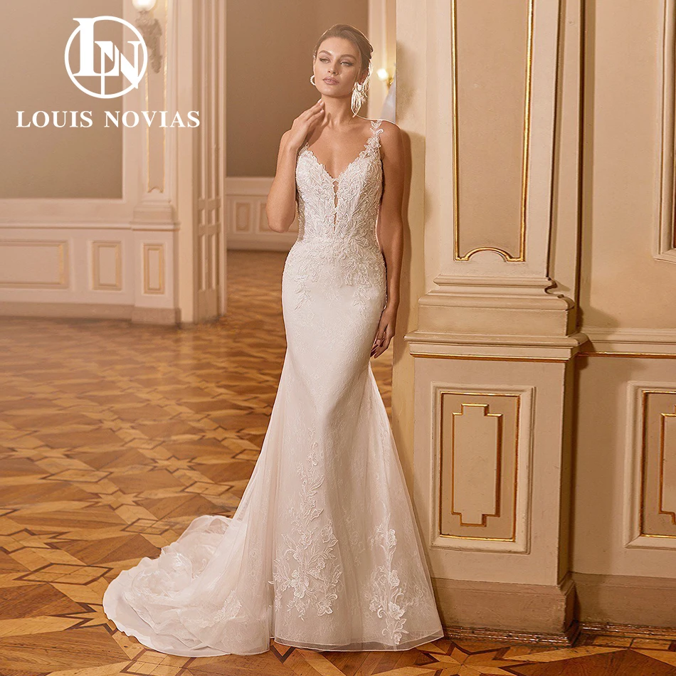 

LOUIS NOVIAS Mermaid Wedding Dress For Bride 2024 Spaghetti Straps Sweetheart Illusion Embroidery Wedding Gown Vestidos De Novia