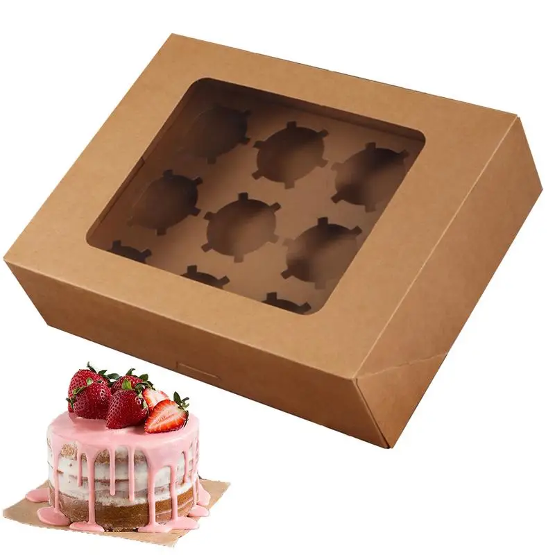 

Brown Cupcake Boxes Cupcake Cake Bakery Pastry Boxes Valentines Day Cookie Gift Boxes With Clear Window For Cupcakes Pastries