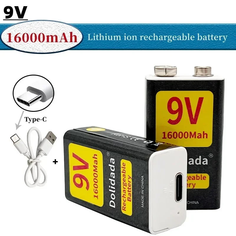 New 9V16000mAh, Rechargeable Lithium-ion Battery, Suitable for Multimeter, Microphone, Toy Remote Control+special Charging Cable
New 9V16000mAh, Rechargeable Lithium-ion Battery, Suitable for Multimeter, Microphone, Toy Remote Control+special Charging Cable