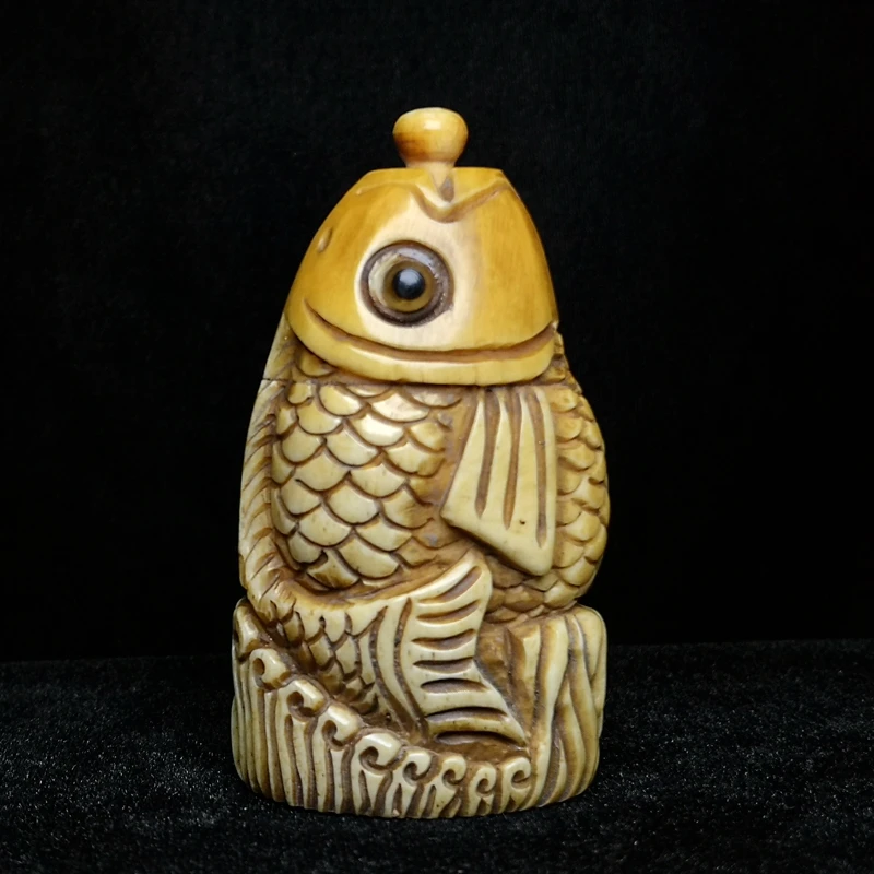 YIZHU CULTUER ART Height 8 CM Collection Asian China Hand Carved Lovely Fish figurine statue Snuff Bottles desk Decoration
YIZHU CULTUER ART Height 8 CM Collection Asian China Hand Carved Lovely Fish figurine statue Snuff Bottles desk Decoration