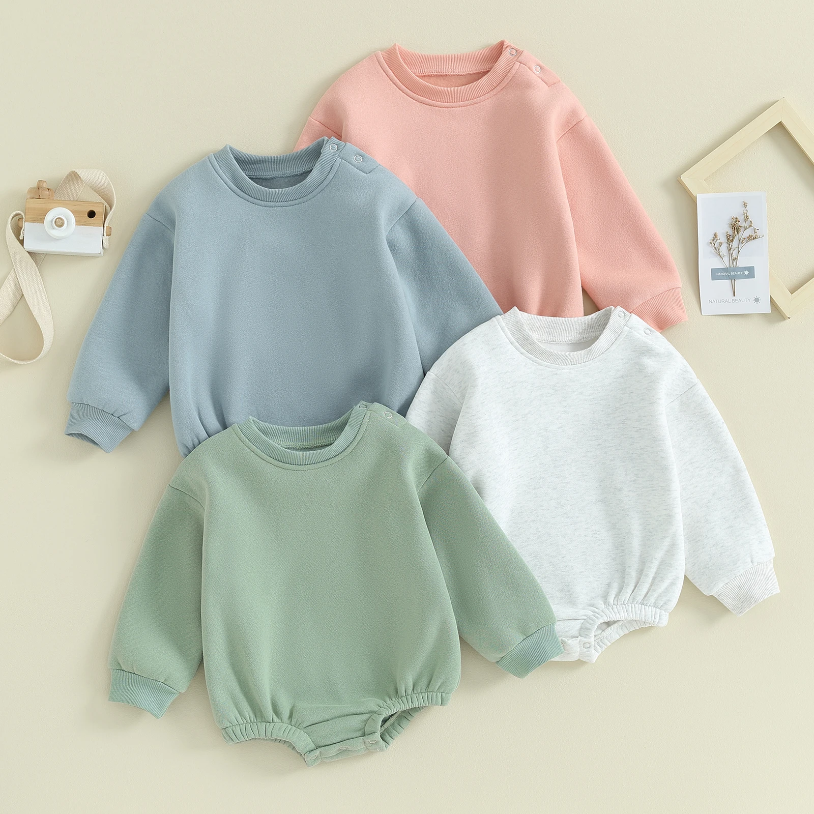 

Toddler Baby Boy Girl Fleece Jumpsuit Causal Autumn 0-18 Months Long Sleeve Sweatshirt Romper Children Bodysuits Cotton Clothes