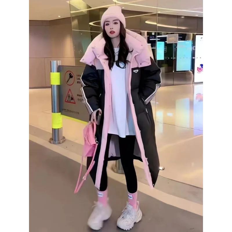 Women's Down Jacket 2023 Winter Korean Color Blocking Hooded Long Coats Warm White Duck Down Parker Fashion Jackets for Women
Women's Down Jacket 2023 Winter Korean Color Blocking Hooded Long Coats Warm White Duck Down Parker Fashion Jackets for Women