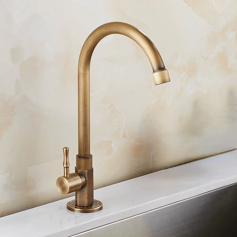 

Brass Classic Faucets Cold Water Kitchen Faucet Single Lever Bronze Brushed Finish Tap