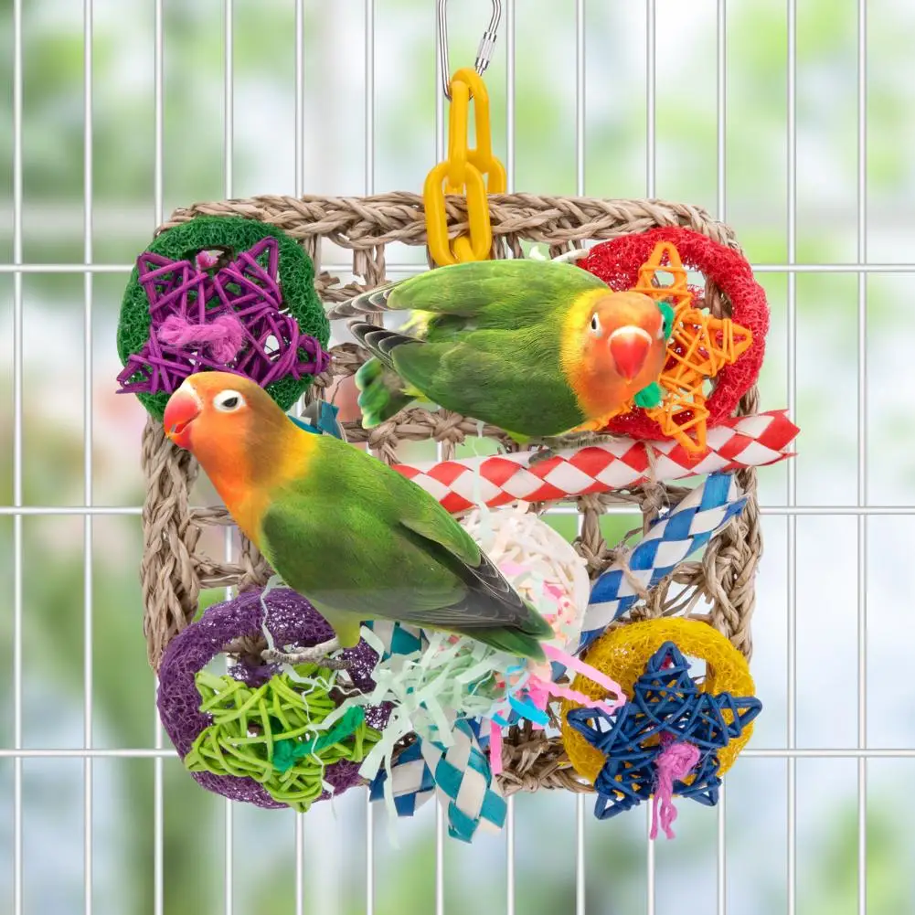 

Eco-friendly Parrot Toy Cage Toys Bite Resistant Weaved Net Pet Parrot Swing Toy Bird Chew Toy Shredded Paper Accessories