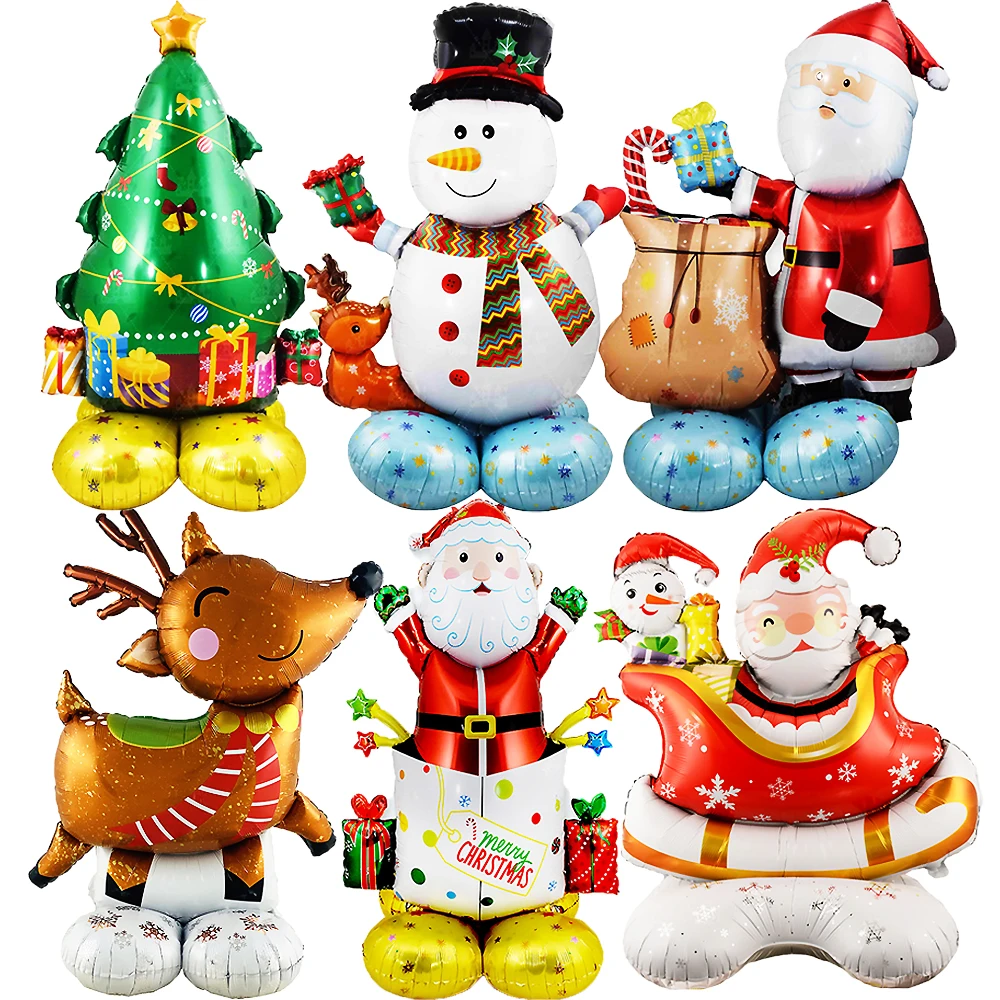 

Christmas Foil Balloons Standing Santa Claus Snowman Balloon Inflatable Reindeer Elk Ball New Year Christmas Party Decorations