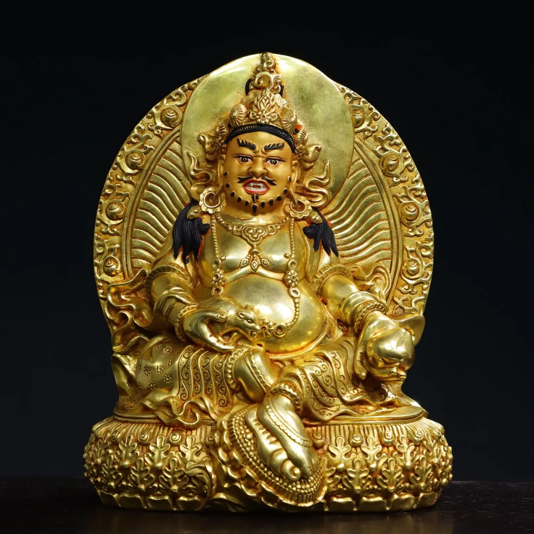 8"Tibet Temple Collection Old Bronze Gilded Face Painting Yellow Jambhala Backlight Sitting Buddha Worship Hall Town house 
8"Tibet Temple Collection Old Bronze Gilded Face Painting Yellow Jambhala Backlight Sitting Buddha Worship Hall Town house