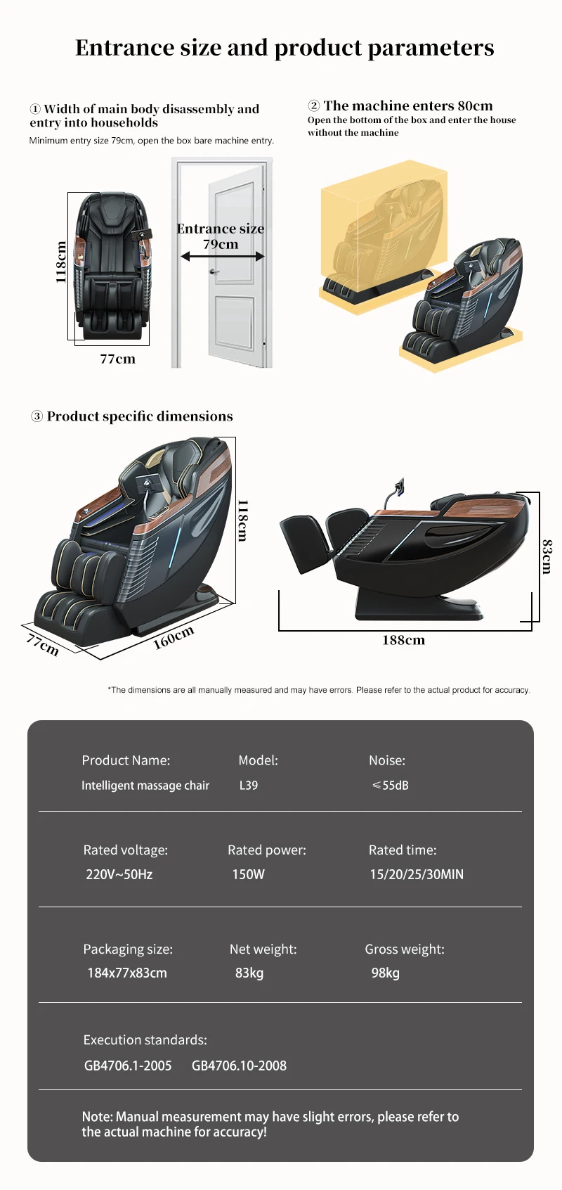 3D Zero Gravity Massage Chair with Full Body Airbags Hifi Bluetooth Music Foldable Portable-Cheap Price Armchair Massage