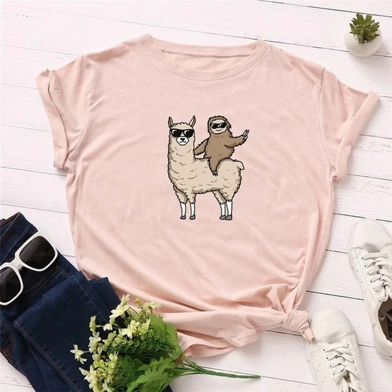 Funny Sloth Alpaca Print Women T Shirt Short Sleeve O Neck Loose Women Tshirt Ladies Fashion Tee Shirt Tops Clothes Mujer
Funny Sloth Alpaca Print Women T Shirt Short Sleeve O Neck Loose Women Tshirt Ladies Fashion Tee Shirt Tops Clothes Mujer