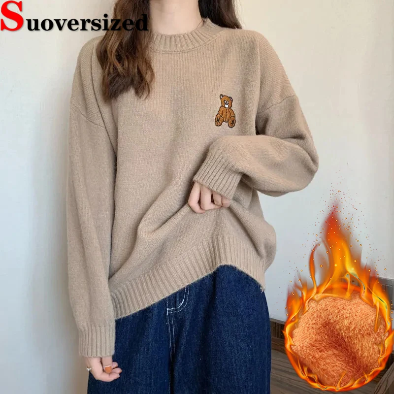 Fashion Winter O Neck Sweater Loose Velvet Lined Knitted Jumper Casual Thicken Warm Pullover Women's New Long Sleeve Tops
Fashion Winter O Neck Sweater Loose Velvet Lined Knitted Jumper Casual Thicken Warm Pullover Women's New Long Sleeve Tops