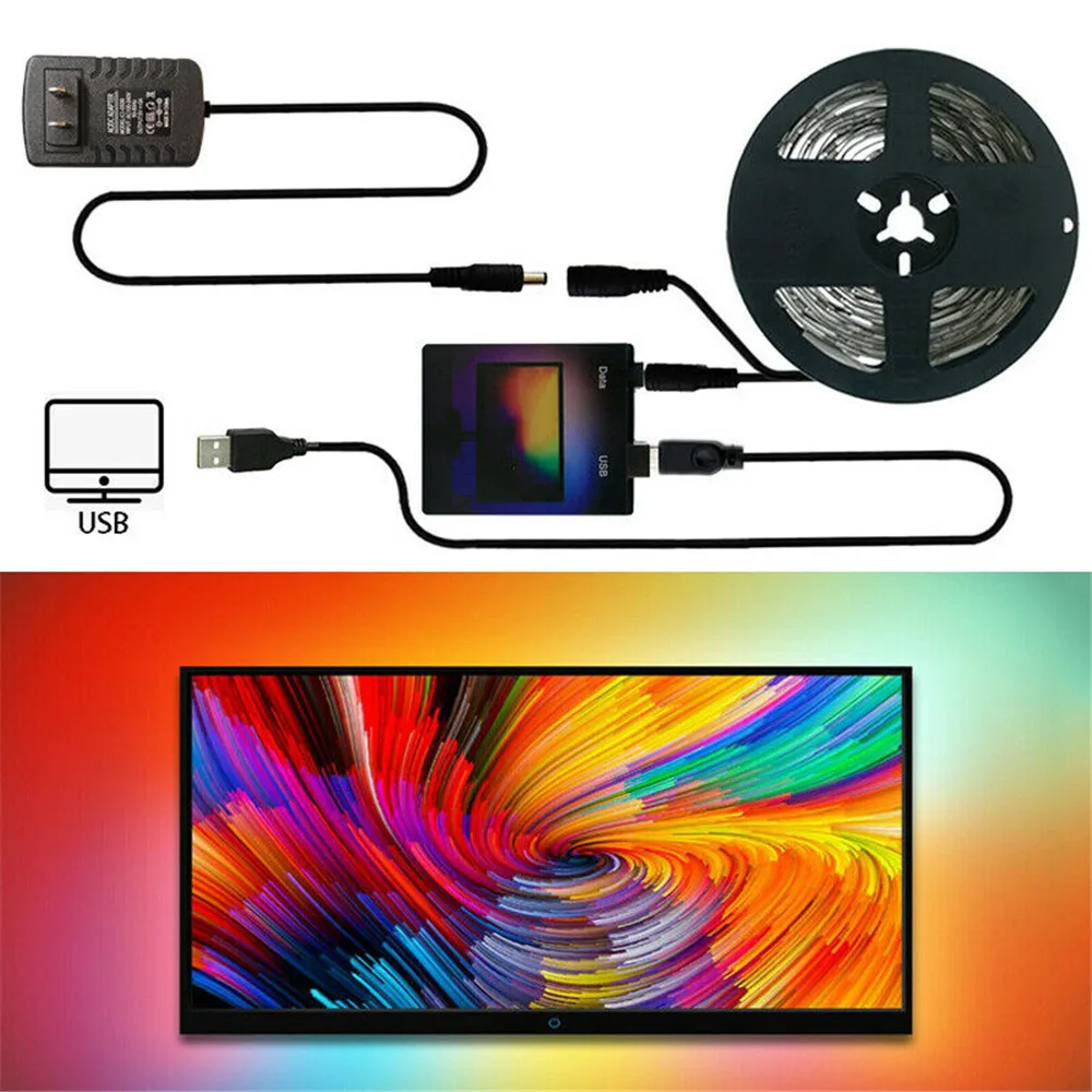 

Иммерсивный задний фон для телевизора и ПК, светодиодные ленты RGB для HDTV, монитора компьютера, цветная синхронизация, умное управление жизнью, окружающие лампы