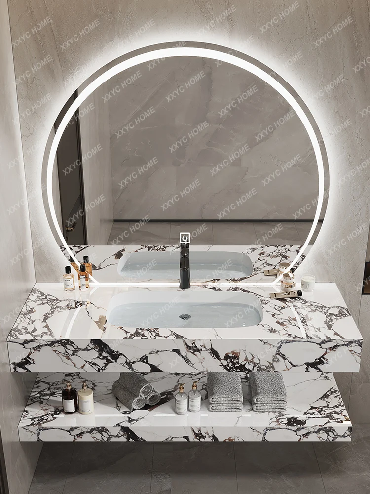 

Керамическая интегрированная бесшовная раковина с каменной пластиной, шкаф для ванной комнаты, комбинированная раковина в китайском стиле