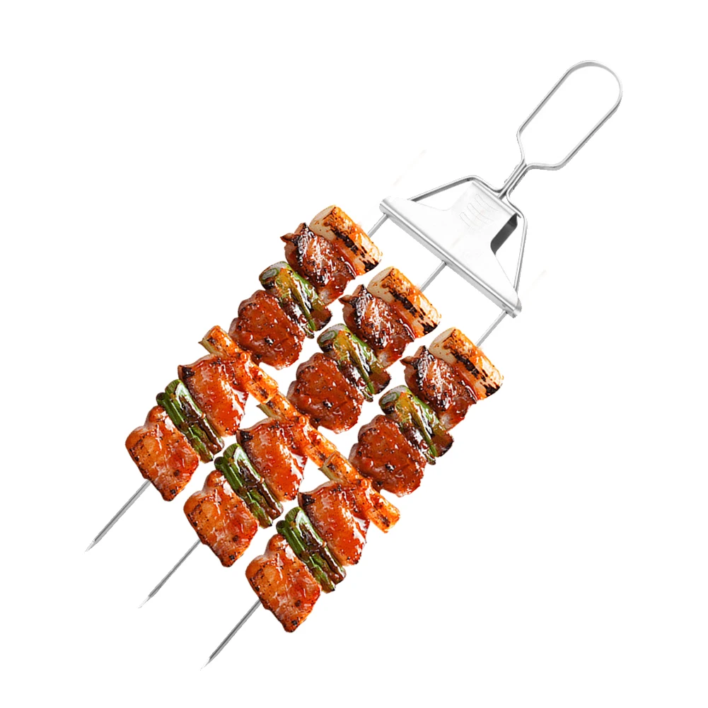 New Stainless Steel 3 Way Grill Skewers Shrimp Skewers Automatic Barbecue Fish Meat Vegetables Skewer BBQ Stick Kebab Tools
New Stainless Steel 3 Way Grill Skewers Shrimp Skewers Automatic Barbecue Fish Meat Vegetables Skewer BBQ Stick Kebab Tools