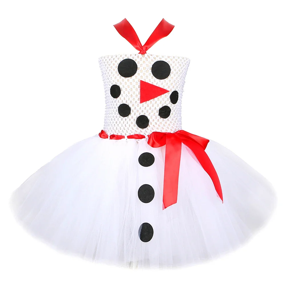 

New Snowman Tutu Dress for Baby Girls Christmas Holiday Costume for Kids Xmas Princess Dresses Children Tulle Outfit Clothes