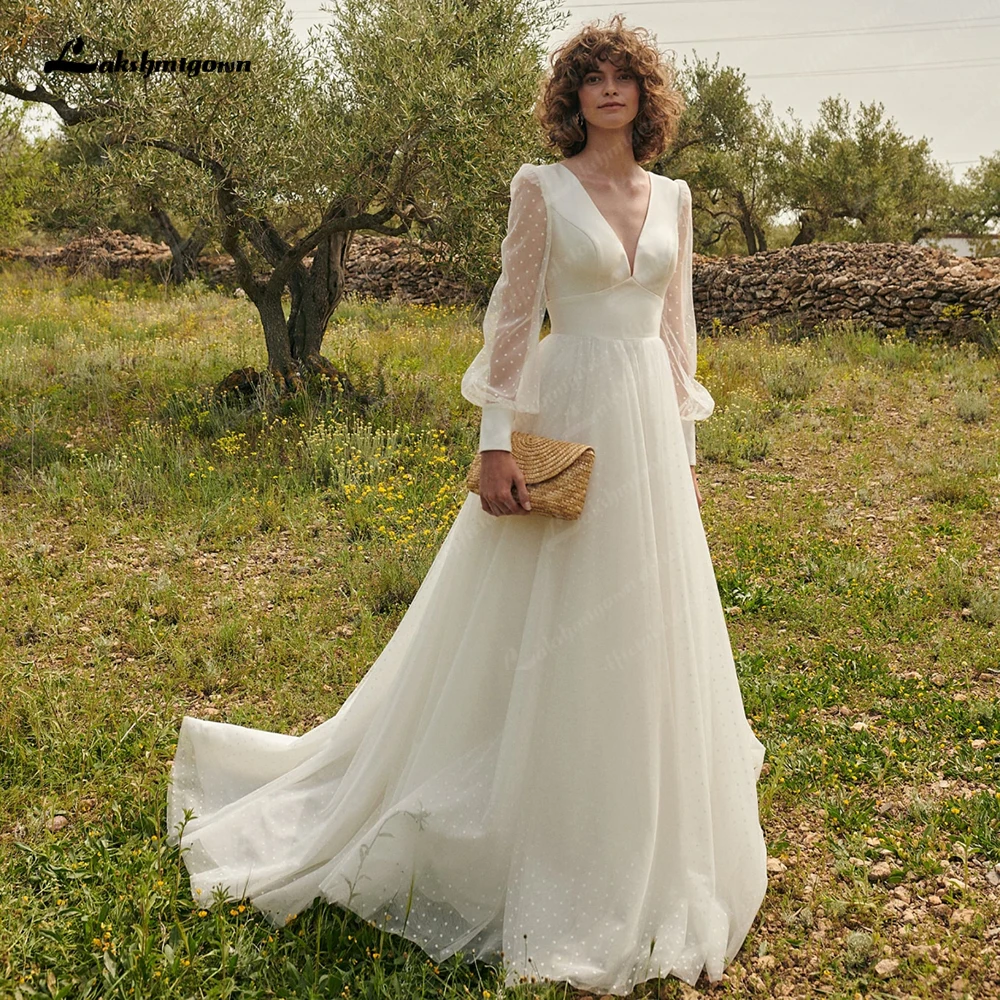 Lakshmigown Long Puff Sleeve Tulle V Neck Beach Boho Wedding Dress for Women 2023 Robe Mariee Polka Dots Bridal Gowns
Lakshmigown Long Puff Sleeve Tulle V Neck Beach Boho Wedding Dress for Women 2023 Robe Mariee Polka Dots Bridal Gowns