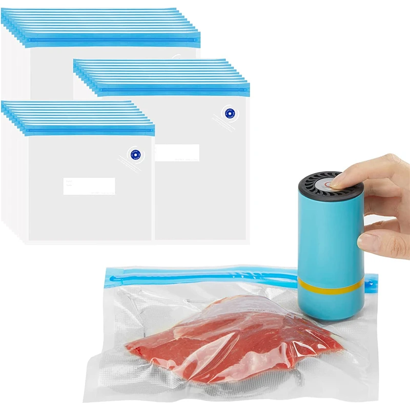 Electric-Powered Vacuum Storage Bags 50Kpa Food Storage Sealing Machine With 30PCS Reusable Bags for Anova,Joule,Sous Vide Use
Electric-Powered Vacuum Storage Bags 50Kpa Food Storage Sealing Machine With 30PCS Reusable Bags for Anova,Joule,Sous Vide Use