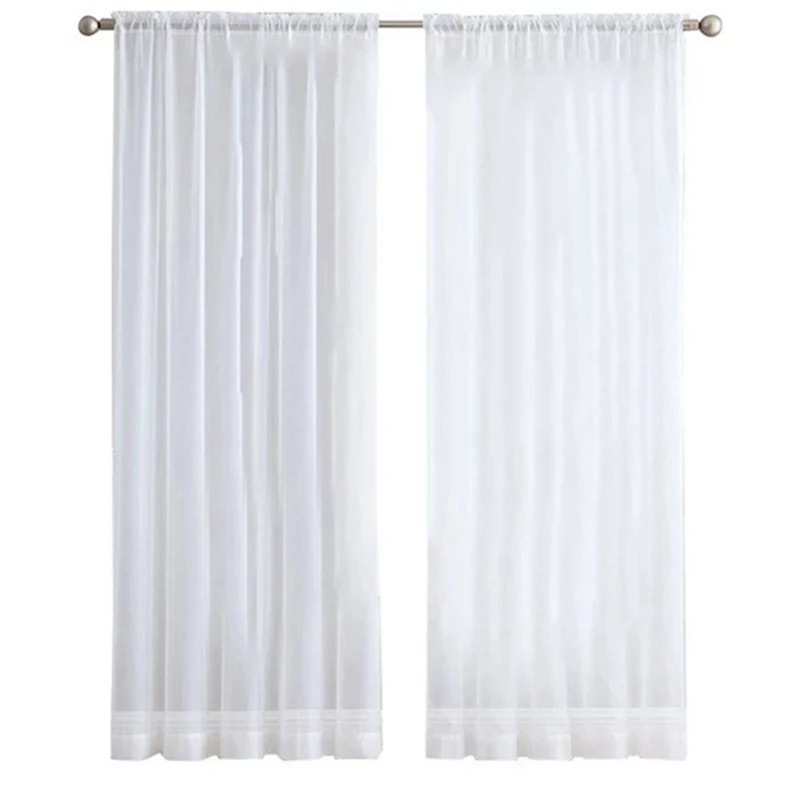 

HOT SALE 4 Panels White Sheer Curtains 84 Inches Long Rod Pocket Window Treatment Gauze Voile Drapes For Bedroom Living Room