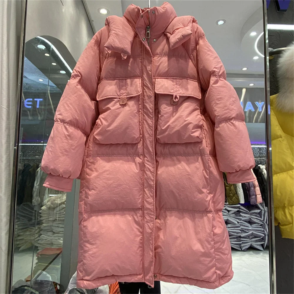 2023 New White Duck Down Women's Down Coat Winter Mid length Warm Coat Drawstring Waist Length Over Knee Loose Fit
2023 New White Duck Down Women's Down Coat Winter Mid length Warm Coat Drawstring Waist Length Over Knee Loose Fit