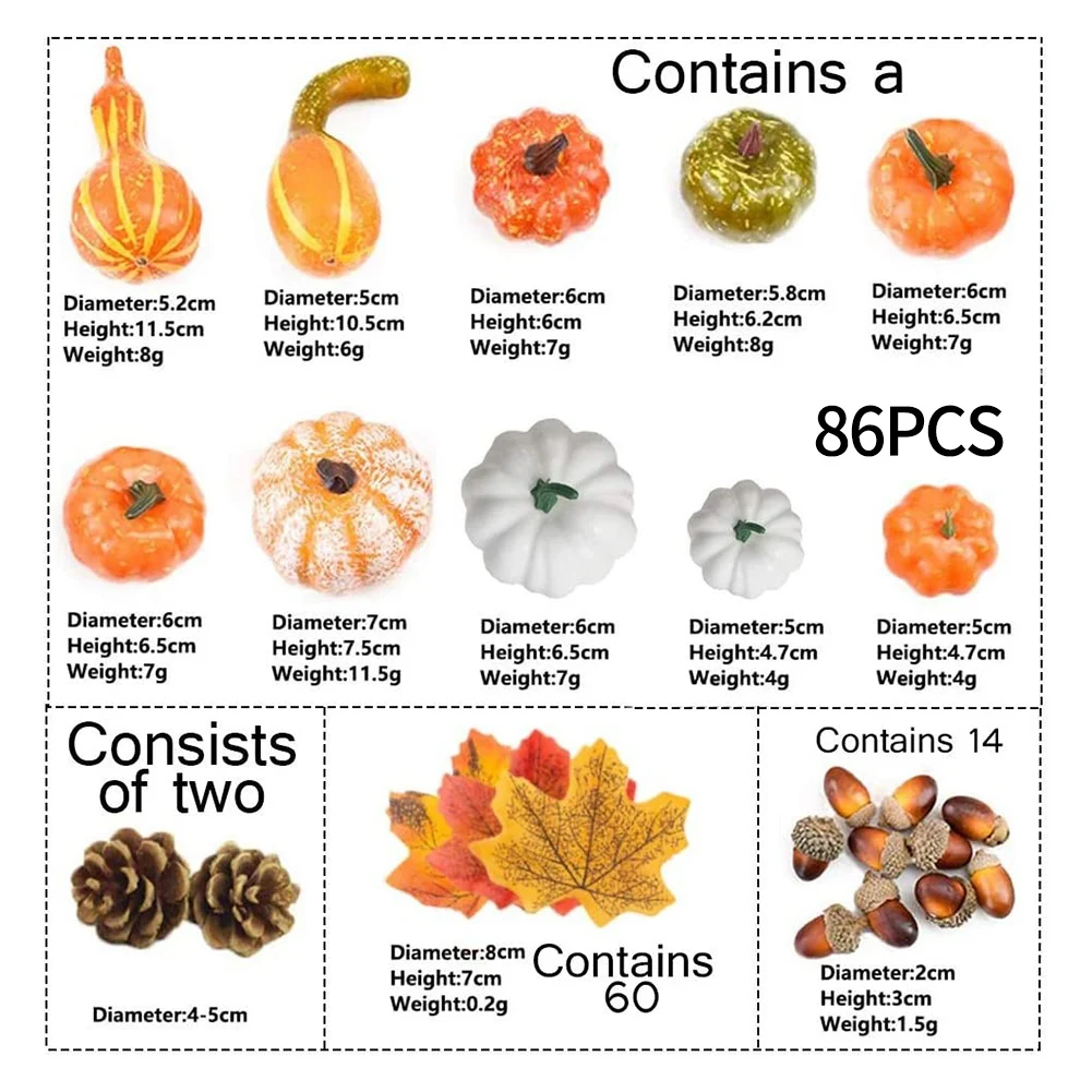 50/86Pcs Artificial Pumpkin Autumn Fall Wreath Decorations Mini For Home Party Halloween Party Decoration
50/86Pcs Artificial Pumpkin Autumn Fall Wreath Decorations Mini For Home Party Halloween Party Decoration