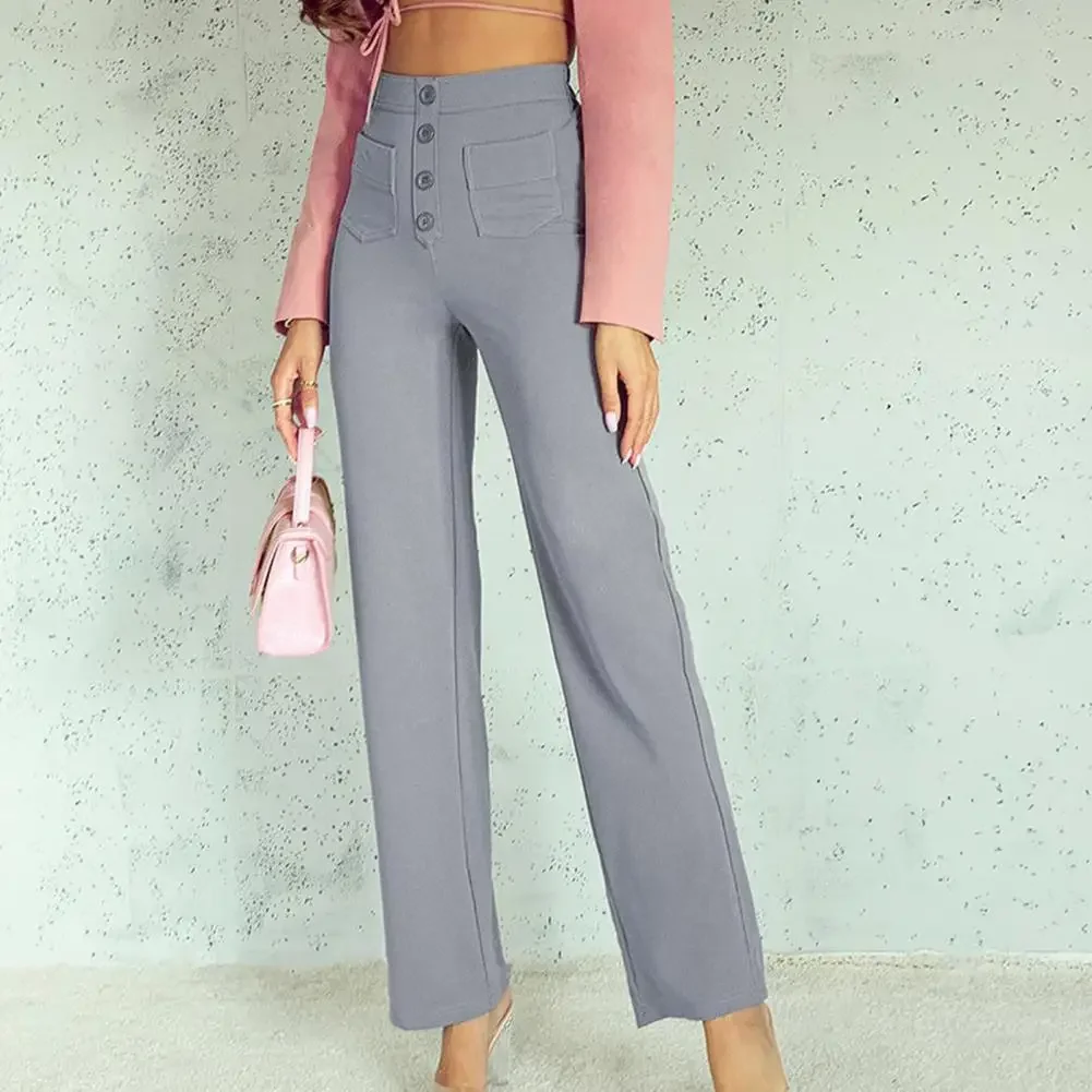 Women Pants Elastic Buttoned Waist Pants High Waist Wide Leg Women's Pants with Button Closure Elastic Pockets Soft for Ladies
Women Pants Elastic Buttoned Waist Pants High Waist Wide Leg Women's Pants with Button Closure Elastic Pockets Soft for Ladies
