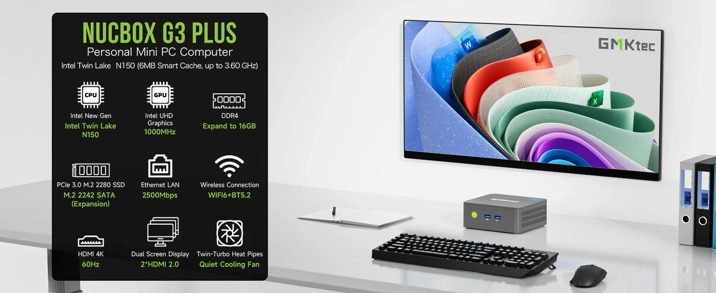 2025 newGMKtec G3 Plus Latest Twin Lake N150 Mini PC DDR4 NVMe SSD WiFi6 BT5.2 Windows 11 Pro 2.5G RJ45 Desktop Office Computer 2025 newGMKtec G3 Plus Latest Twin Lake N150 Mini PC DDR4 NVMe SSD WiFi6 BT5.2 Windows 11 Pro 2.5G RJ45 Desktop Office Computer