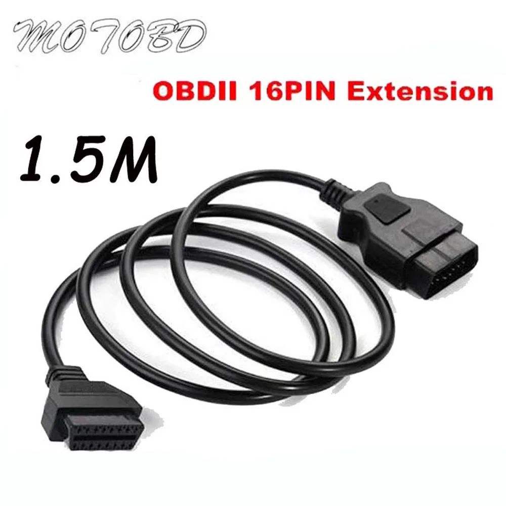 

High Quality Male to Female Connector 16PIN OBD OBD2 Car Diagnostic For ELM327 OBDII 16PIN Cable 1.5M 150CM 5 Feet Extension