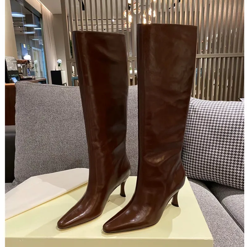 New Brand High Heel Boots Pointed High Heel Knee Length Boots Fashion Sexy Women's Leather Boots Knight Boots Autumn and Winter
New Brand High Heel Boots Pointed High Heel Knee Length Boots Fashion Sexy Women's Leather Boots Knight Boots Autumn and Winter