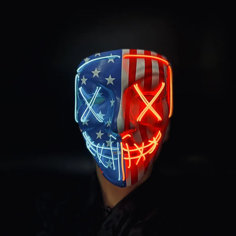Halloween Scary Mask American Flag V-face LED Mask Carnival Nightclub Party Props Neon Masque Evil Cosplay Costume Supplies
Halloween Scary Mask American Flag V-face LED Mask Carnival Nightclub Party Props Neon Masque Evil Cosplay Costume Supplies