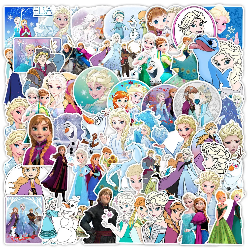 

10/30/50/100pcs Disney Movie Frozen Princess Stickers Kawaii Girl Anna Elsa Sticker Scrapbooking Suitcase Kids Cartoon Decal Toy