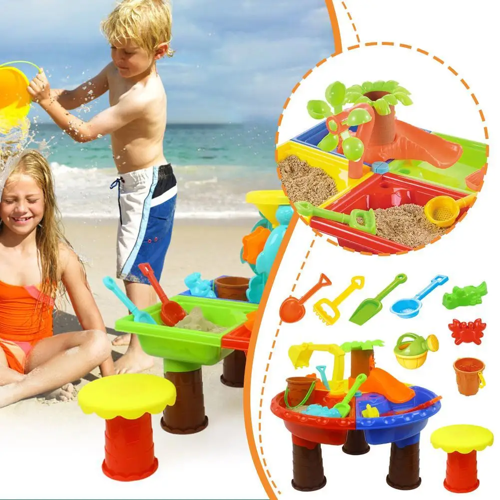 

Sand Water Table Outdoor Garden Sandbox Set Play Table Kids Summer Beach Toy Beach Play Sand Water Game Play Interactive Toy