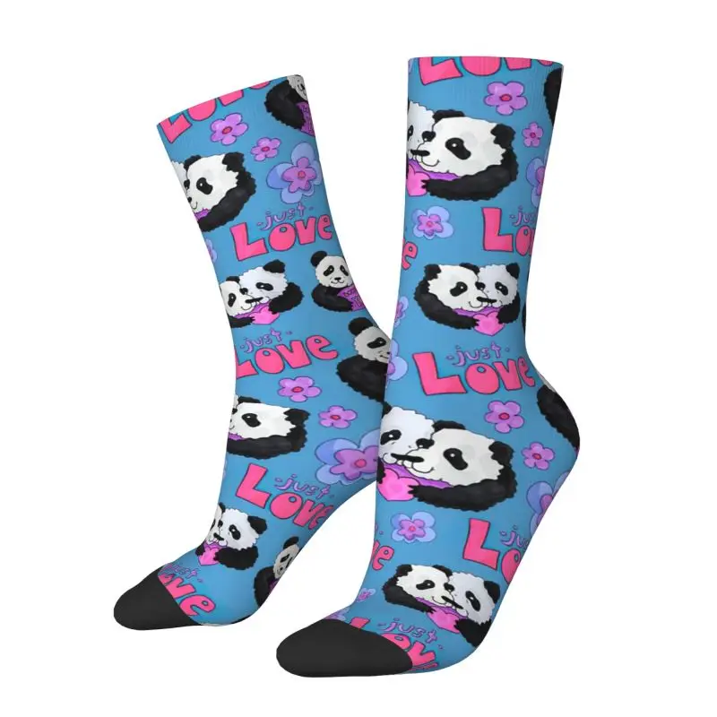 

Just Love Panda Pattern Mens Crew Socks Unisex Funny 3D Printing Valentine Day Gife Dress Socks
