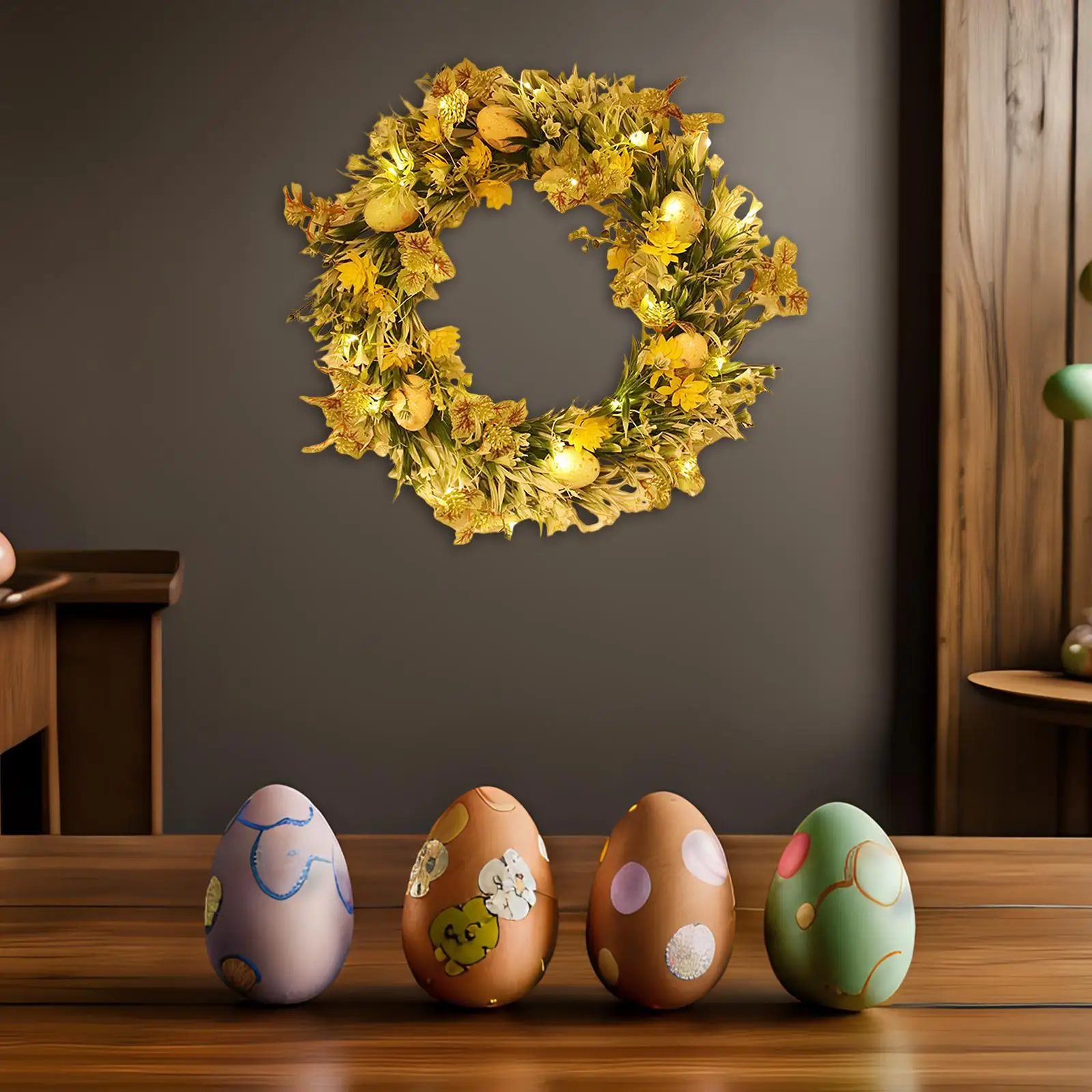

Пасхальный венок с яйцами, настенный искусственный Пасхальный цветок для входной двери, 16 дюймов, для фермерского дома, свадьбы, сада, праздника
