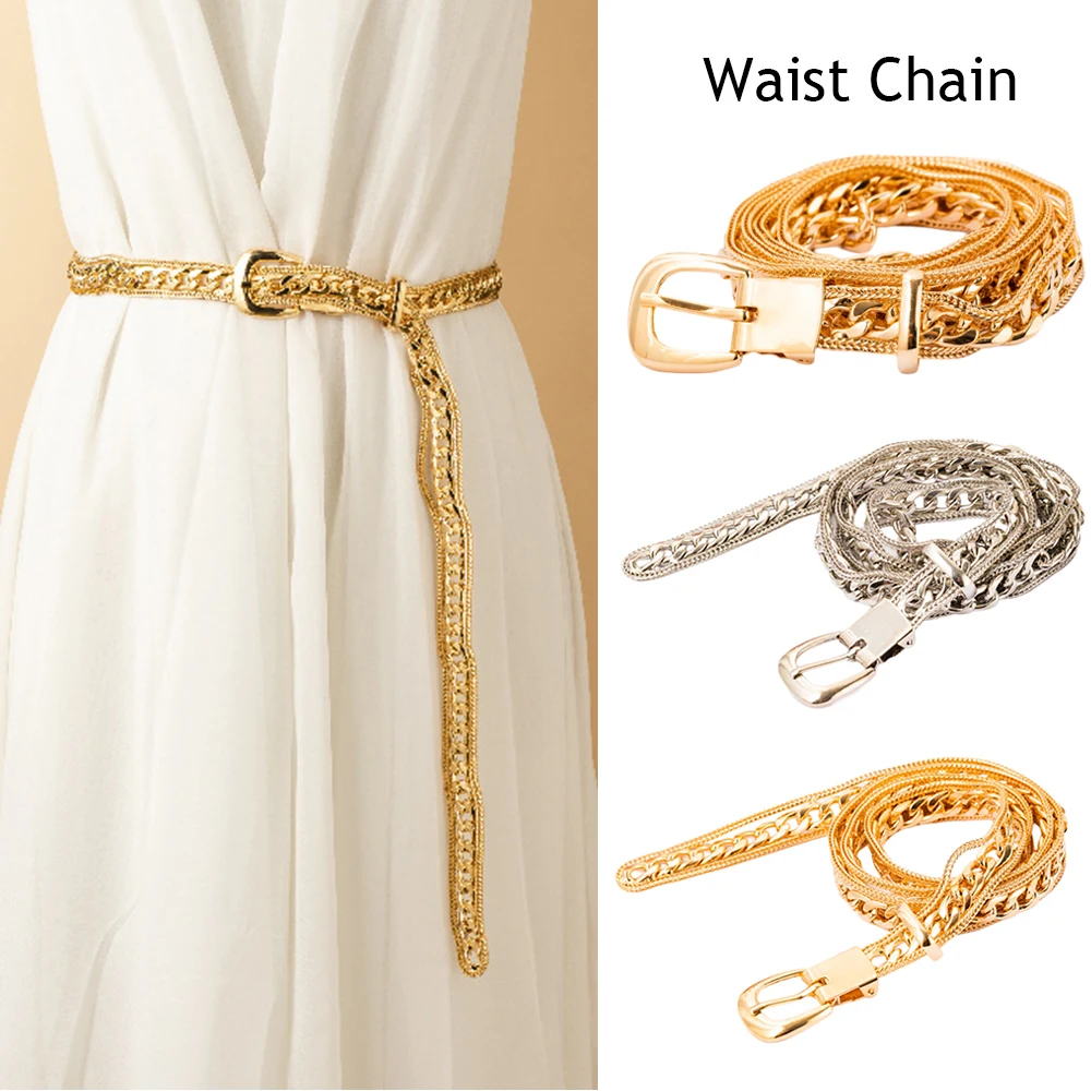 

Fashion Metal Waist Chain Gold Silver Chain Belt Jeans Shirt Decorative Waistband Alloy Waist Belt Adjustable Waist Jewelry