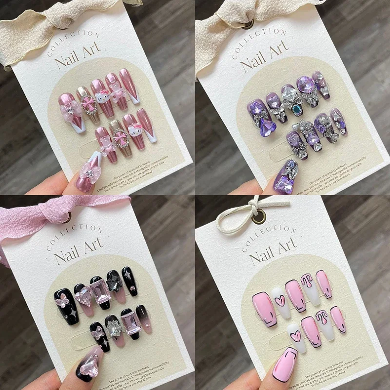 New Sanrios Hello kitty Kuromi diamond Manual phototherapy Handmade Press on Nails Full Cover Nail Tips Detachable DIY Manicure
New Sanrios Hello kitty Kuromi diamond Manual phototherapy Handmade Press on Nails Full Cover Nail Tips Detachable DIY Manicure