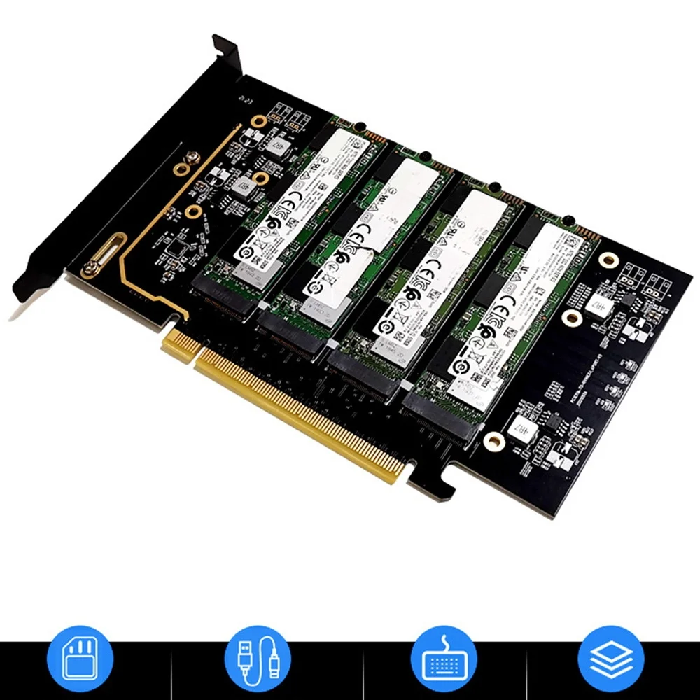 Плата адаптера M.2 NVME в PCIe 4,0 X16, поддерживает 4 NVMe M.2 2280, поддерживает бифуркационный Raid
Плата адаптера M.2 NVME в PCIe 4,0 X16, поддерживает 4 NVMe M.2 2280, поддерживает бифуркационный Raid