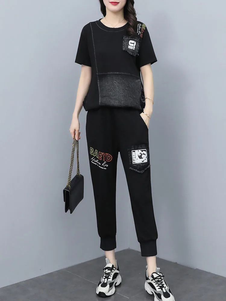 2022 New Loose Large Size Women's Cowboy Suit Ladies Summer Denim T shirt + Pants Female Two-Piece Sets
2022 New Loose Large Size Women's Cowboy Suit Ladies Summer Denim T shirt + Pants Female Two-Piece Sets