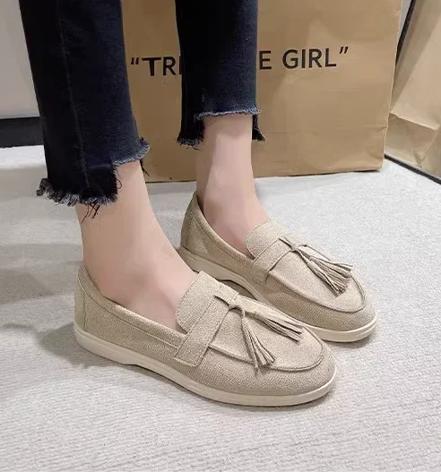Womens Flock Thick Bottom Driving Shoes Round Toe Flock Tassel White Sole Soft Moccasines In Green Black Wide Fits Slip-On 35-45 Womens Flock Thick Bottom Driving Shoes Round Toe Flock Tassel White Sole Soft Moccasines In Green Black Wide Fits Slip-On 35-45