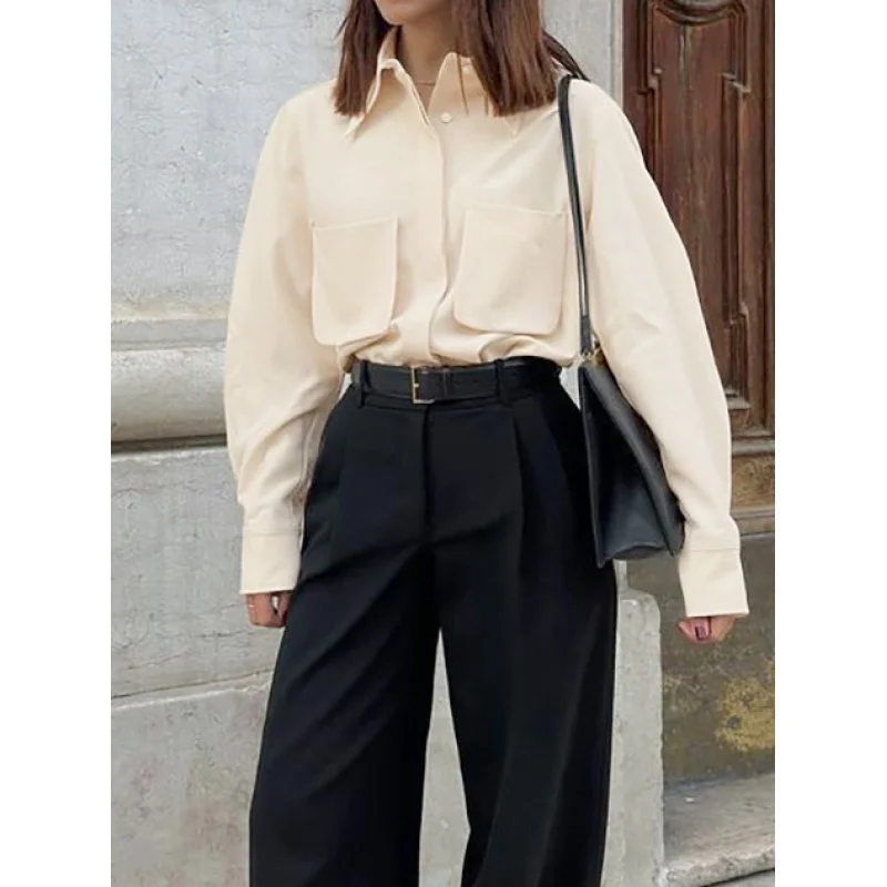Apricot Lapel Dignified Sense of Design Commuter Women's Shirt 2024 New Spring Fashion Wholesale Top Female Yy18
Apricot Lapel Dignified Sense of Design Commuter Women's Shirt 2024 New Spring Fashion Wholesale Top Female Yy18