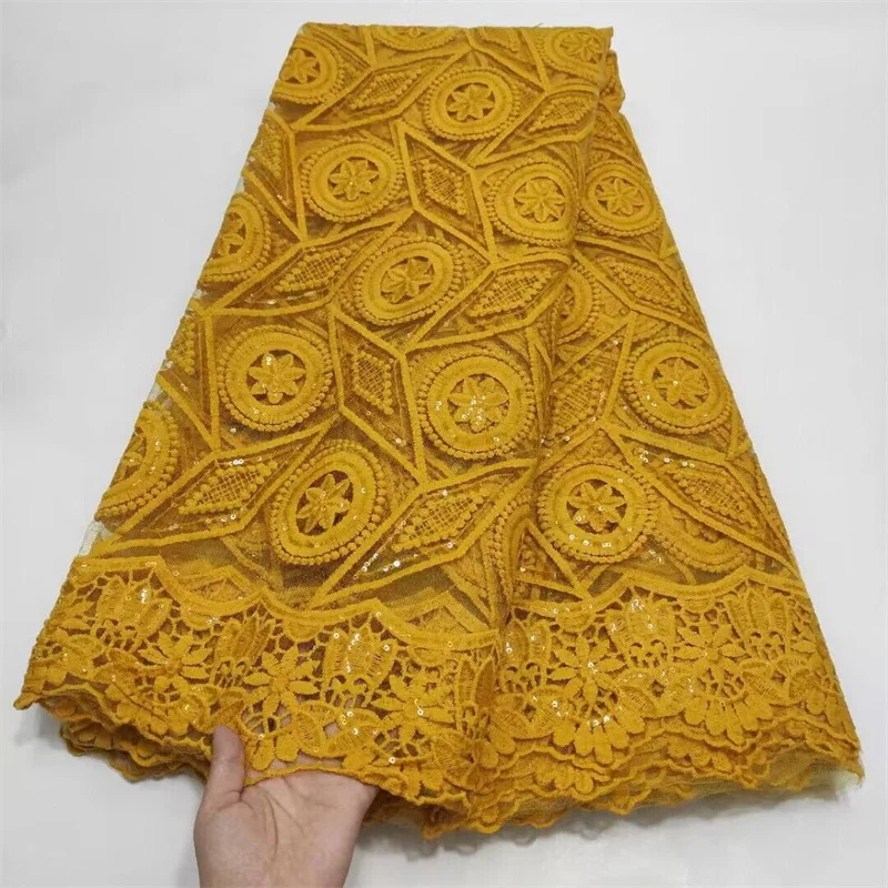 Latest African Lace Fabric 5 Yards Yellow High Quality Swiss Embroidery Nigerian Sequins Tailoring Material French Tulle Lace
Latest African Lace Fabric 5 Yards Yellow High Quality Swiss Embroidery Nigerian Sequins Tailoring Material French Tulle Lace