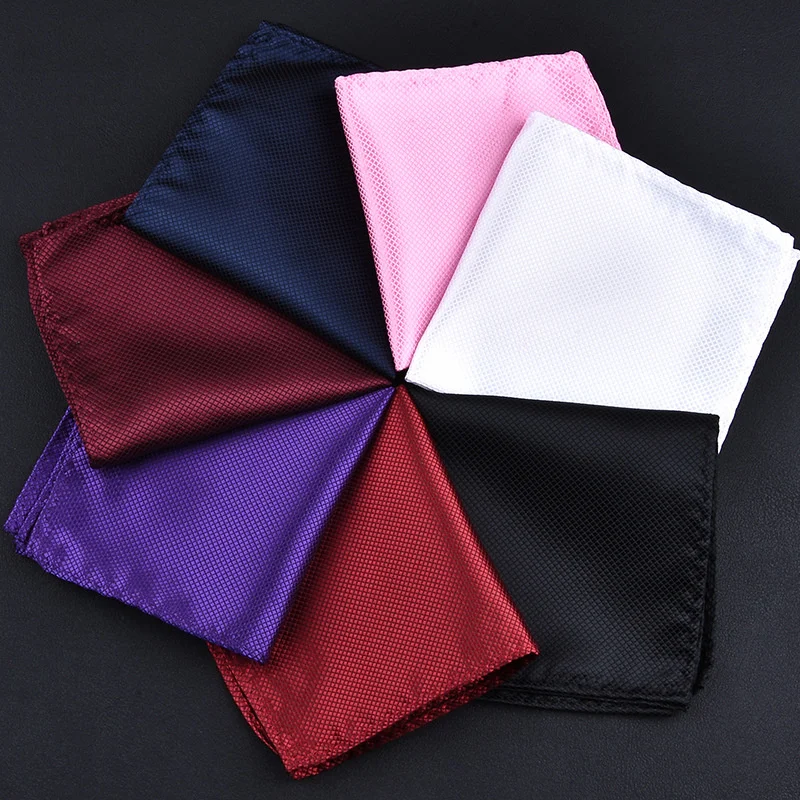 

Classic Men's Solid Pocket Square 22*22CM Plaid Black Red Handkerchief Male Banquet Suit Accessories Chest Towel Wedding Hanky