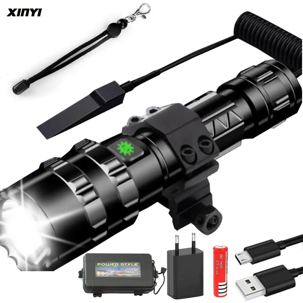 50000Lums LED Tactical Flashlight Scout light L2 Ultra Bright USB Rechargeable Waterproof Torch Hunting light 5 Modes by 1*18650
50000Lums LED Tactical Flashlight Scout light L2 Ultra Bright USB Rechargeable Waterproof Torch Hunting light 5 Modes by 1*18650