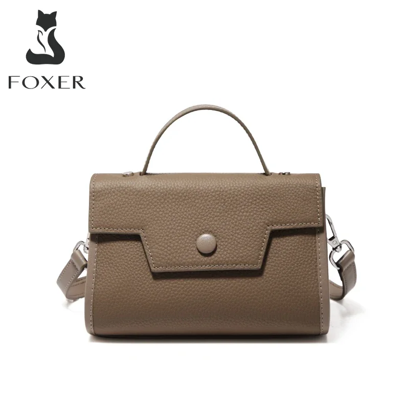 

FOXER Brand Split Leather Shoulder Crossbody Bag Women's Retro Flap Messenger Bags Lady Cowhide Luxury Zipper&Hasp Small Handbag