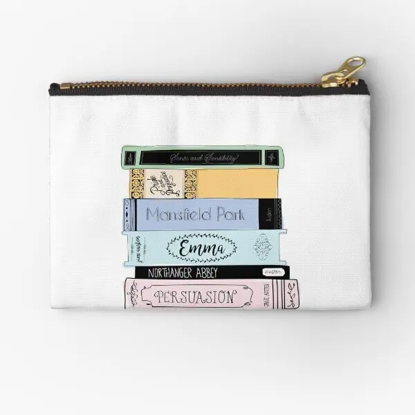 

Jane Austen Book Stack Colour Zipper Pouches Socks Coin Women Key Money Bag Packaging Pocket Cosmetic Underwear Small Storage