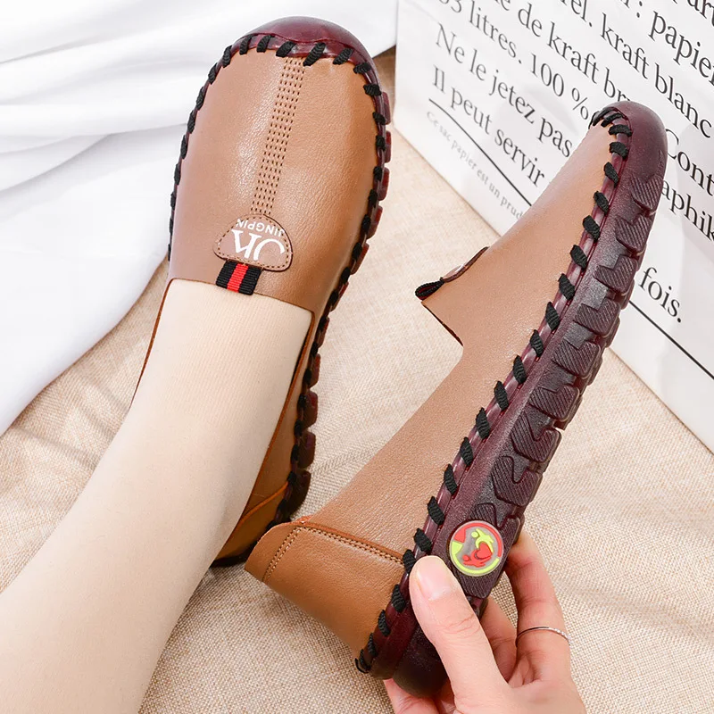 

Slip On Moccasins Pregnant Woman Wide Fit Orthopedic Shoes Women's Loafers Thick Sole Flats Korean Shoes For Women Cozy Leather