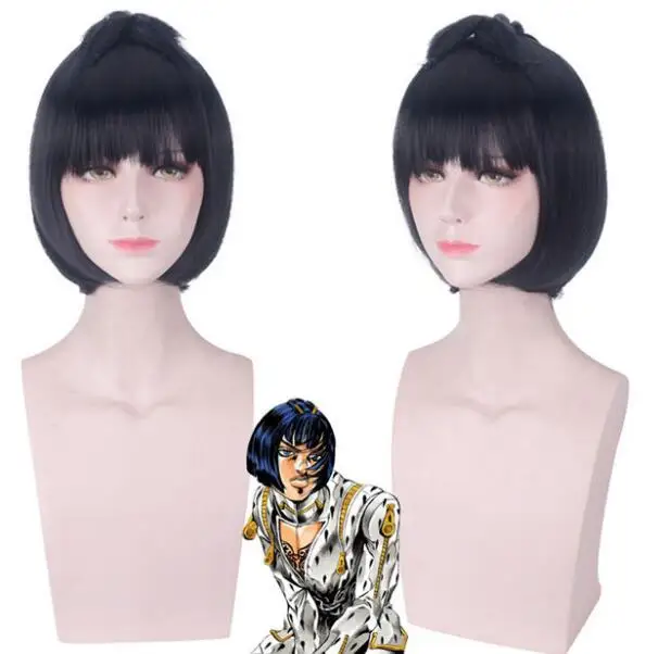 

Anime JoJo's Bizarre Adventure Role wig Bruno Bucciarati cosplay Wig Special blue and black mix Fiber synthetic wig